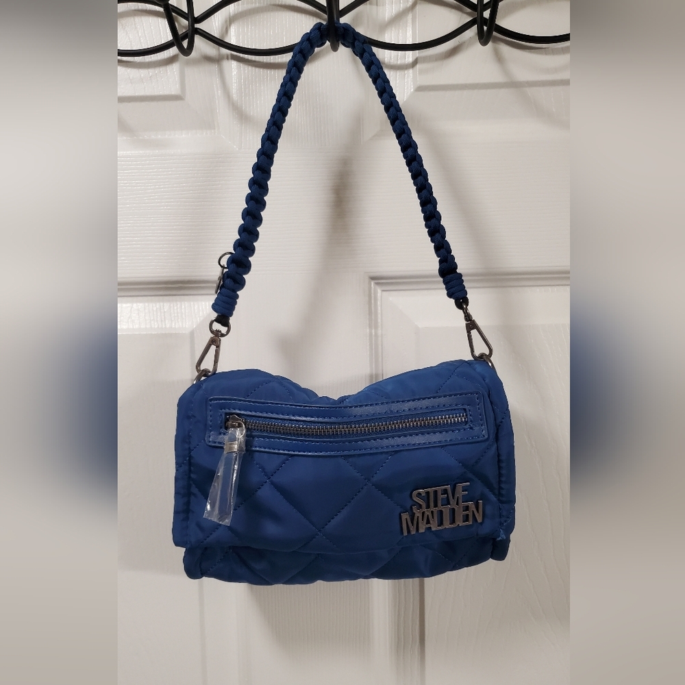 Nwot Steve Madden Blue Quilted Crossbody Bag With Coin Pouch - Picture 9 of 10